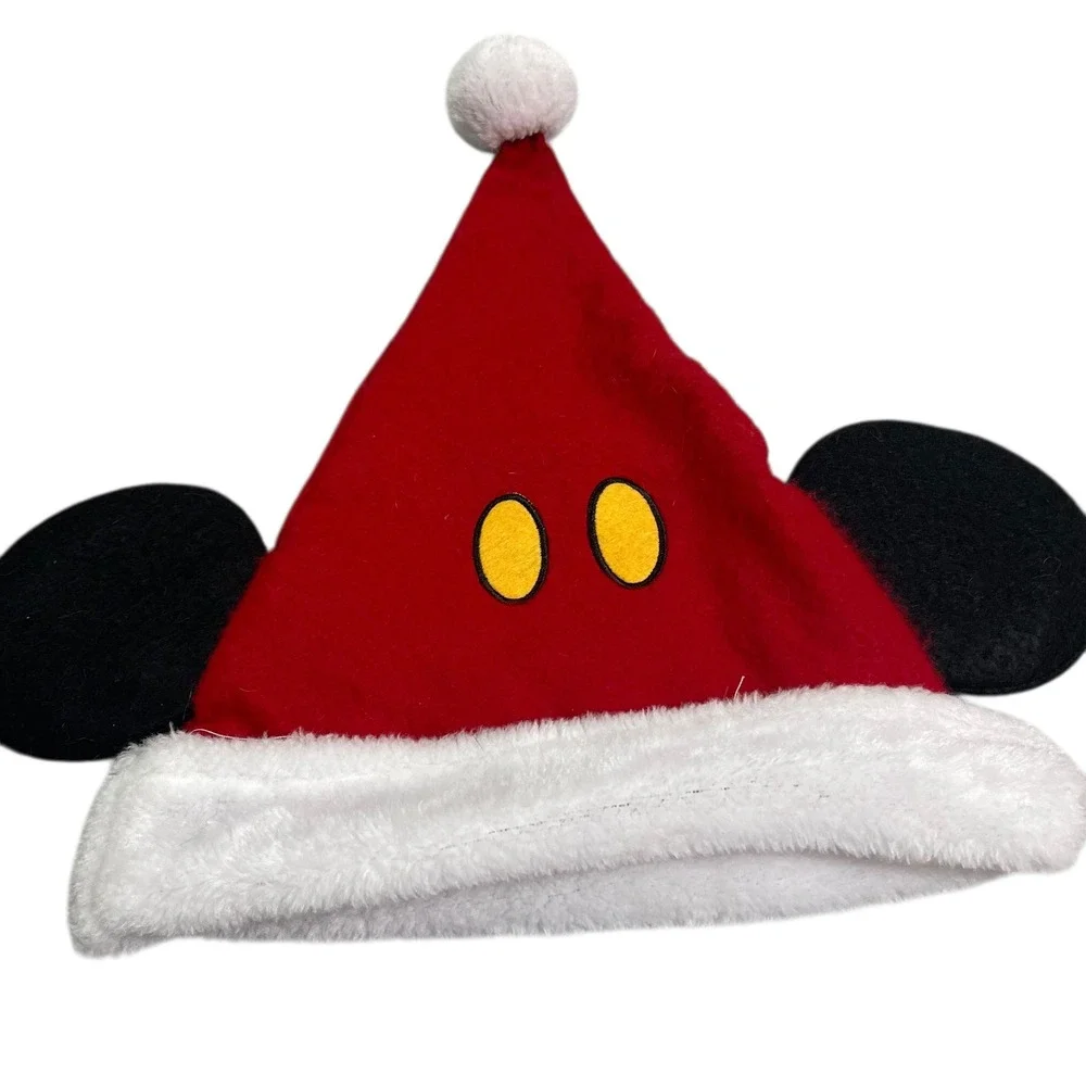 Disney Mickey Mouse‎ Santa Hat Kids Holiday Christmas Fleece Plush Ears